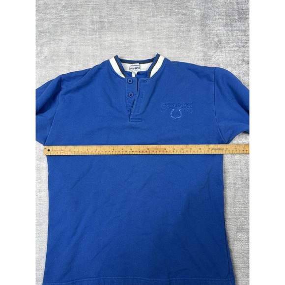 Indianapolis Colts Sweater Mens Large Blue Embroidered Vtg 90s Henley Minimal - Picture 9 of 10